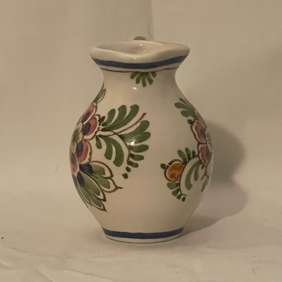 Italian Mini Ceramic Creamer MCM Handpainted Floral Design Small 3” Vtg EUC - Picture 2 of 6